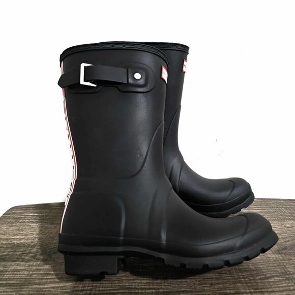 Hunter Women's Black Original Short Tri-Color Logo Rain Boot Size 6 - Picture 4 of 9